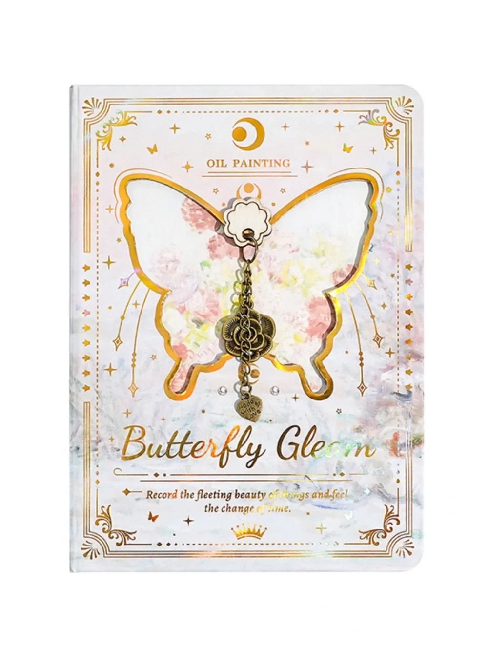 Butterfly Gleam Charm Notebook - White & Gold
